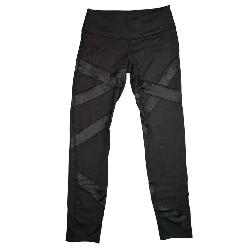 Lululemon Wunder Under Crop Leggings Womens 6 Black Mesh Luxtreme Yoga Gym